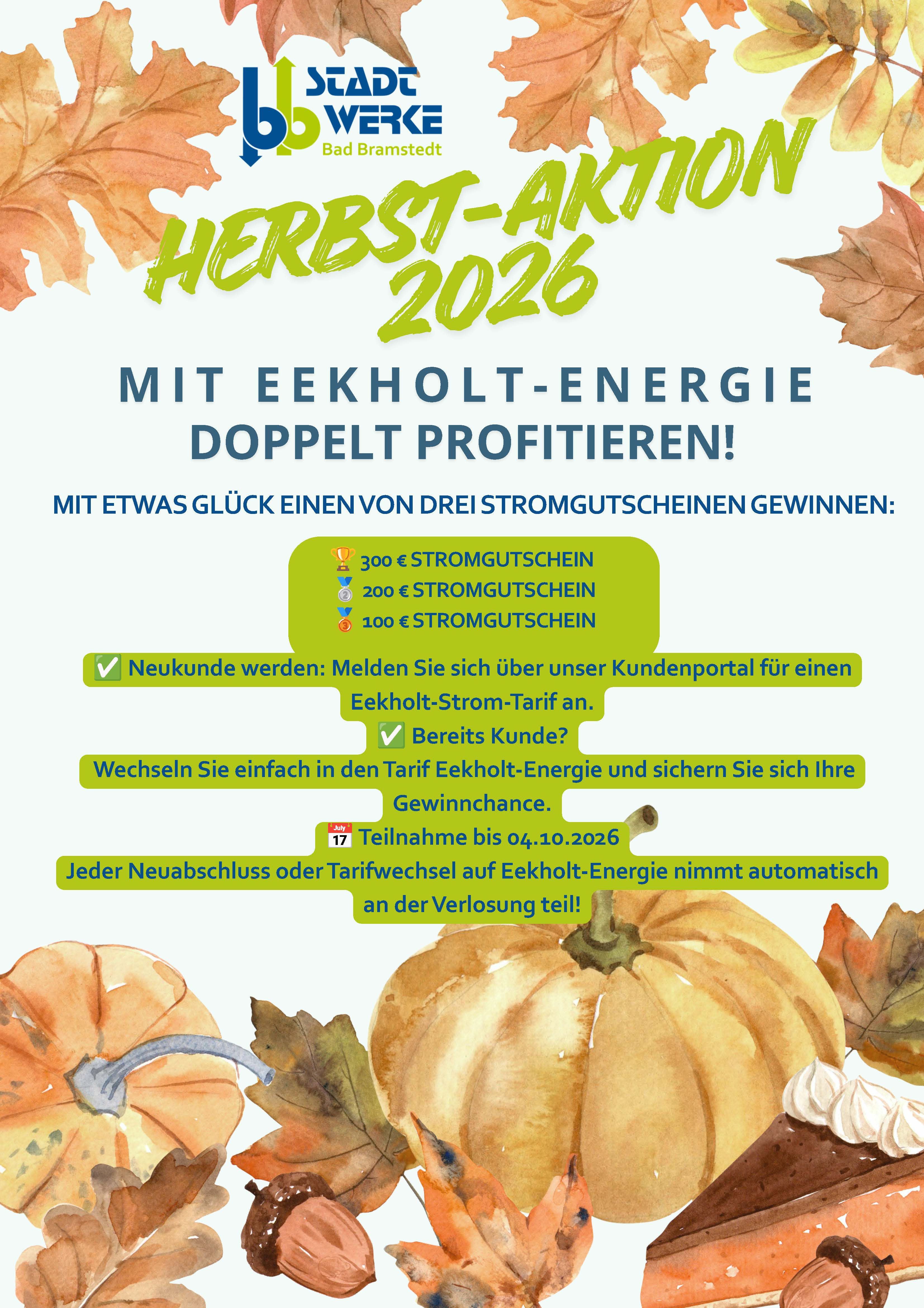 Mit EEKHOLT-ENERGIE DOPPELT PROFITIEREN! Herbstaktion bis einschließlich 04.10.2026